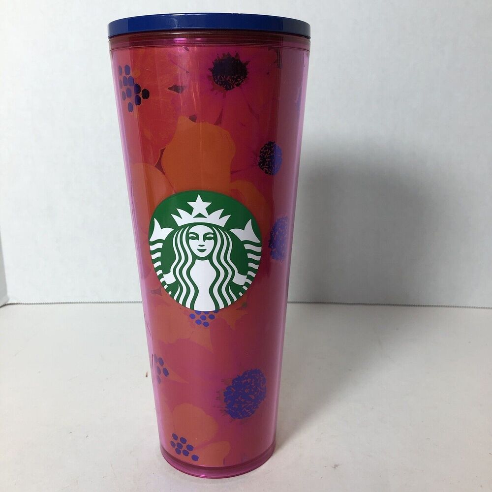 Starbucks Venti Cold Cup‎ Tumbler Dancing Blooms Floral Flower 24oz Summer E1